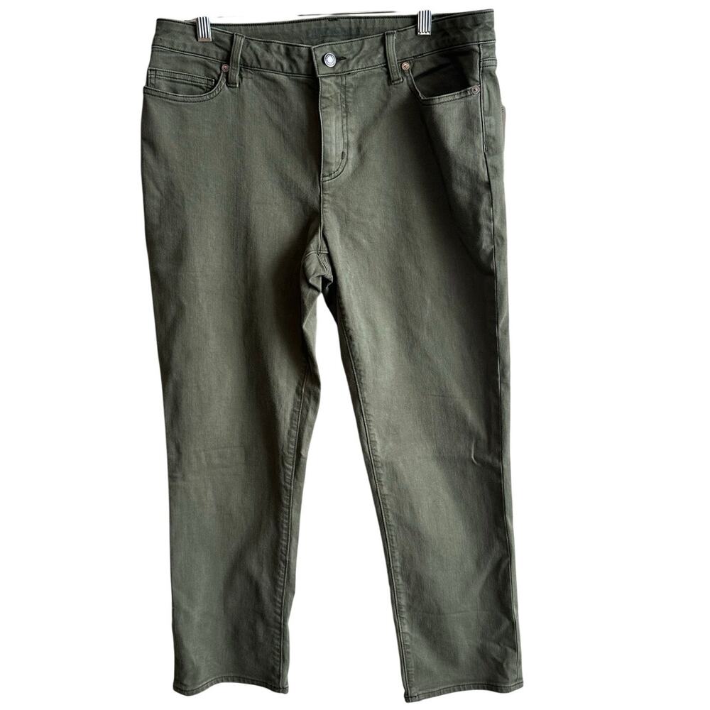 Lands' End Straight Leg Green Jean Stretchy 14 NEW